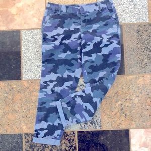 Blue camouflage ankle length chinos size 4.